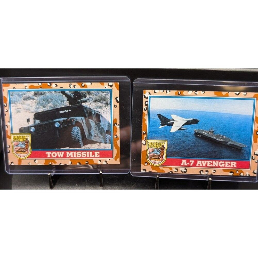 Desert Storm Cards Lot • TOW Missile + A‑7 Avenger • 1991 Military Equipment